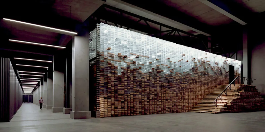 Architectural visualisation of the proposed LUMI AI Factory data-centre interior